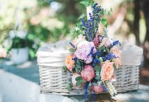 Floral Βάπτιση Κοριτσιού Με Λεβάντα Και Τριαντάφυλλα